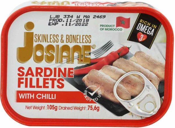 JOSIANE SARDINES NO SKIN&BONE CHILLI105G