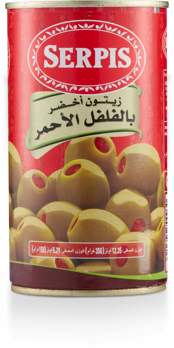 Serpis Green Olives S/W/red pepper 350G