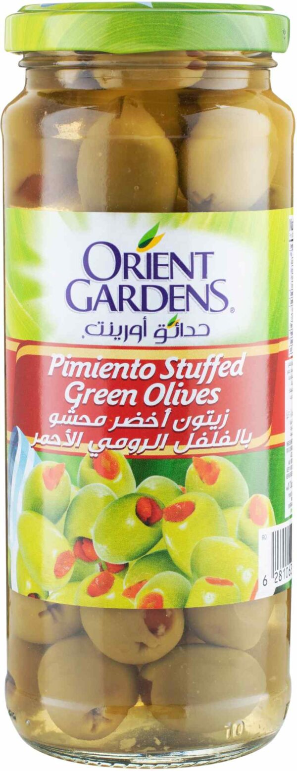 O.G PIMIENTO STUFFED GREEN OLIVES 340 GM