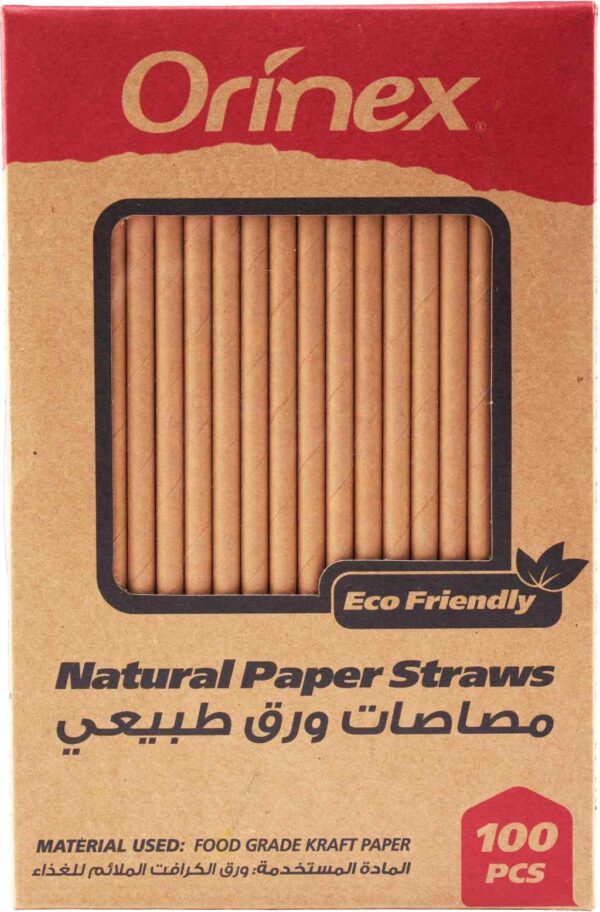 ORINEX NATURAL PAPER STRAWS 6MM 12/100PC