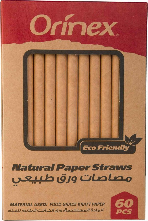 ORINEX NATURAL PAPER STRAWS 10MM 8/60PC