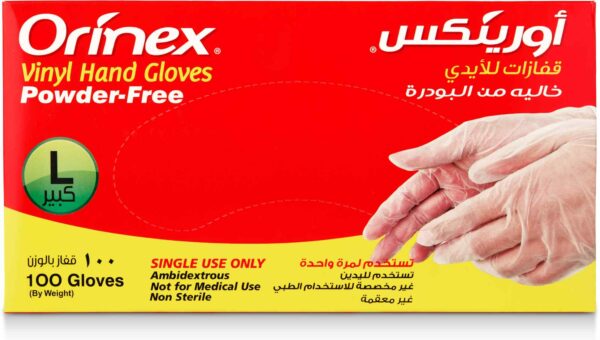 ORINEX VINYL GLOVES P/F LARGE 10/100pc