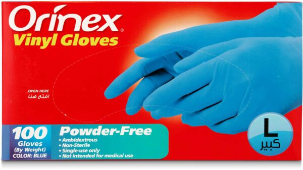 ORINEX VINYL GLOVES P/F BLUE L 10/100p