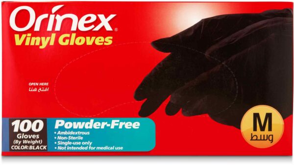 ORINEX VINYL GLOVES P/F BLACK M 10/100