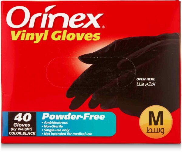 ORINEX VINYL GLOVES P/F BLACK M 10/40pc