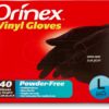 ORINEX BLACK VINYL GLOVES  (L) 10/40 PC