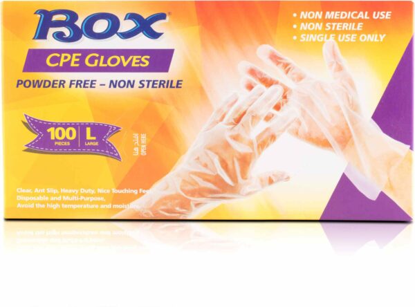 BOX CPE GLOVES CLEAR (L) 30/100 PCS