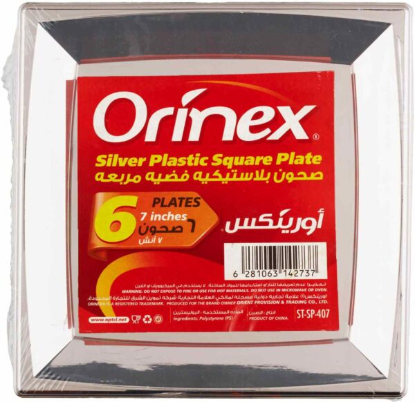 ORINEX SILVER PLASTIC SQ PLATES 12/6P/7