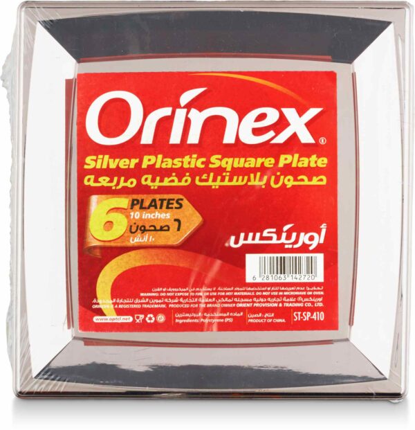ORINEX SILVER PLASTIC SQ PLATES 12/6P/10