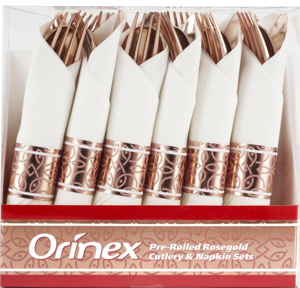 ORINEX ROLLED CUTLERY N/S/F ROSE GOLD 12