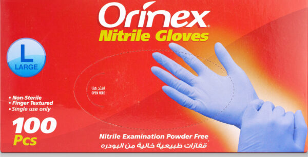 ORINEX NITRILE GLOVES P/F BLUE (L)10/100