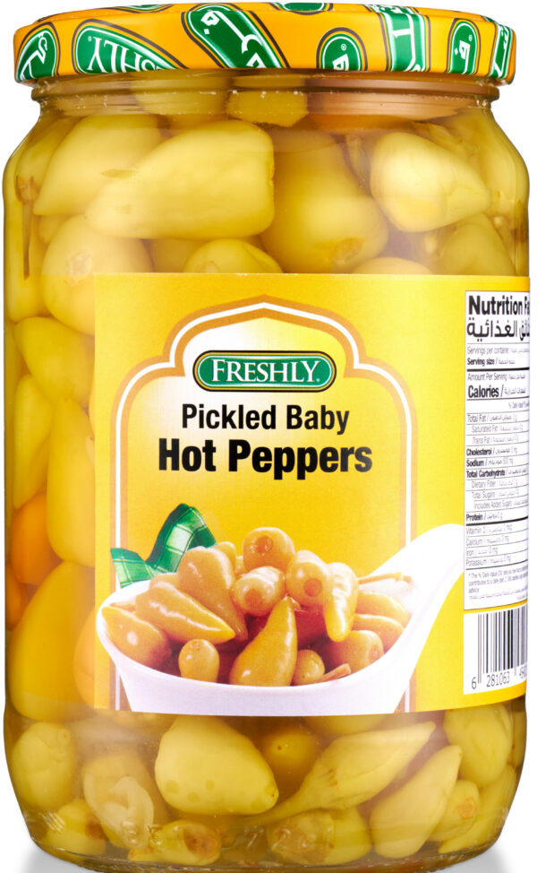 FRESHLY PICKLED BABY HOT PEPPERS 620g