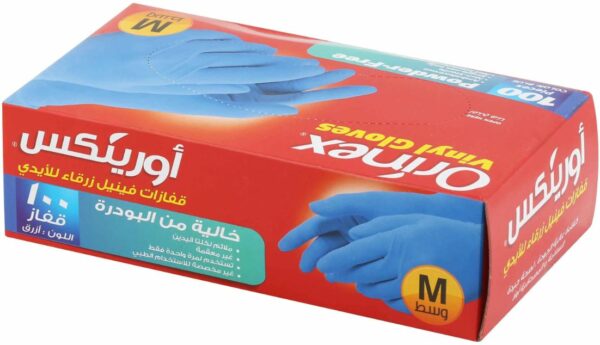 ORINEX VINYL GLOVES P/F BLUE M 10/100p