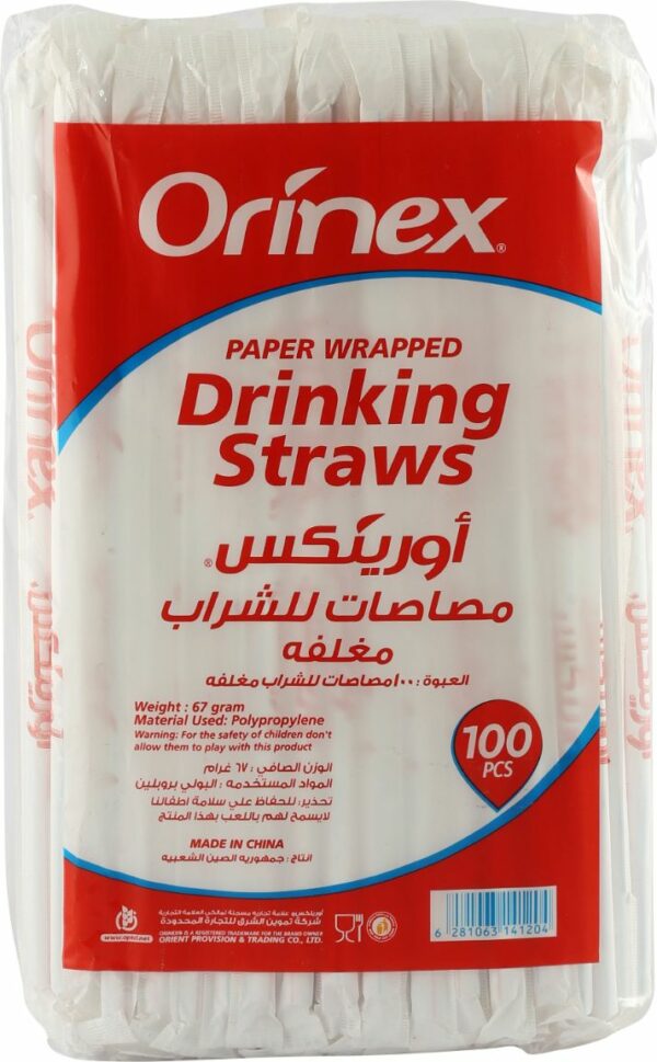 ORINEX PAPER WRAPPED C/STRAWS 100X100PCS