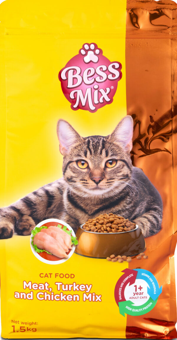 BessMix Cat Food Meat Turkey Chickn1.5kg